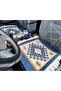 Reversible Car Seat Rug Set • 3 Pieces • Machine Woven • Acrylic & Polyester • Fringed Blue - 3