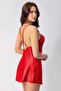 Heart Patterned Red Satin Nightdress - 2