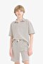 Boy's 2 Piece Set Striped Short Sleeve Polo T-Shirt Elastic Waist Shorts C2190A825Hs - 4