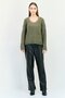 Women Round Neck Textured Sweater, Olive - 3