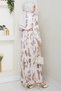 Satin Floral Brown Pleated Skirt Suit - 5