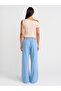 72007 100% Cotton Elastic Waist Slim Denim Trousers-Blue - 2