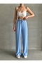 Women's Sky Blue Elastic Waist Palazzo Trousers - 2