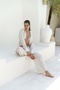 Priskiana Lace-Up Taupe Trousers Shirt Set - 5
