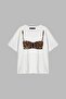 Leopard Bikini Printed Relaxed Fit White Women's T-Shirt