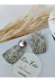 Women's Steel Earring Apparatus Silver Color Flower Pattern Handmade Polymer Clay Earrings - 5
