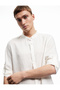 Long Sleeve Regular Fit Judge Collar Linen Shirt