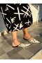 Alice Pointed Toe White Women's Slippers with Gold Drop Accessories - 2