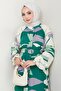 Botanical Pattern Dark Green Viscose Dress - 2