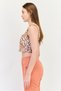 Women Round Neck Sleeveless Animal Pattern Tank Top, Brown - 4