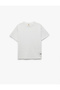 Label Detailed Short Sleeve Crew Neck Textured T-Shirt
