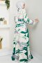 Botanical Pattern Dark Green Viscose Dress - 5