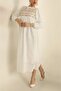 Women's White Embroidered Dress - 4