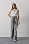 Pleated Lace-Up Oversize Trousers - Gray