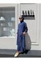 Women's Cupro Suit Indigo with Slit Detail