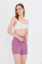 Pink High Quality Gathering High Waist Short Biker Leggings - 2