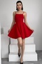 Women's Red Strap Flared Back Tie Mini Homecoming Dress 362 - 4