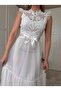 Women's Imported Lace&Tulle Fabric Belt Detailed Lined Special Design Dress - 2