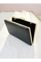 New Model Black Color Shiny Patterned Chain Strap Handle Women's Evening Dress Bag - 5