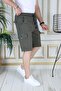 Men's Khaki Lycra Gabardine Shorts Cargo Pocket Cotton Elastic Waist Lace-Up Basic Shorts - 3