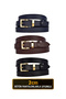 100% Genuine Leather Set of 3 Gold Color Suit Buckle 2cm Women's Belt Black, Dark Brown, Laci_Kare_Gold