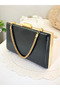 New Model Black Color Shiny Patterned Chain Strap Handle Women's Evening Dress Bag - 3