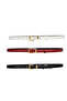 100% Genuine Leather Set of 3 Gold Color Suit Buckle 2cm Women's Belt Black, White, Red_Kare_Gold - 8