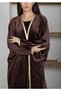 Brown Velvet Abaya with Golden Lace Borders & Matching Headscarf – Perfect for Winter - 6