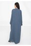 Beige Harir Maqsood Open Abaya Set with Matching Under Dress & Headscarf - 3
