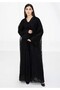 Black Organza Abaya with Sheer Self Embroidered Overlay