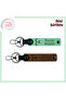 Three Crescent Themed First Name & Last Name Written 2-Piece Keychain, Green-Brown, Stylish Gift for Boss