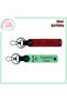 Set X2, Red-Green, Personal Leather Keychain with Three Crescent Designs with Name Written on It