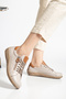Genuine Leather Soft Sole Women's Beige Tan Sneaker Casual Sports Shoes - 4