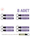 Special Gift Set of 8 Keychains in Classroom Activities, Student Name Written, Purple Violet & S Coffee