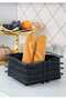 Service Presentation Set Napkin Holder + Trivet + Bread Bowl Stainless Metal Matte Black 3-Piece Kitchen and Tableware Set - 4