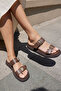 Zalessi̇ Women's Brown Real Leather Slippers - 5