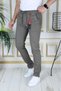 Men's Khaki Slim Fit Stretchy Lycra Dobby Linen Trousers Stylish Trousers with Lace-Up Belt and Elastic Waist