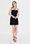 Black Lace Lined Dress with Cup Lacing Detail - 2