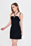Black Lace Lined Dress with Cup Lacing Detail