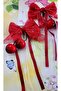 2 Pack Pearl Hanging Cherry Buckle Red Pinch Hair Clip - 2