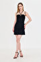 Black Lace Lined Dress with Cup Lacing Detail - 7