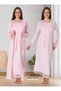 Pink Special Design Lace Long Sleeve Cotton Maternity Maternity Dress, Nightgown Set