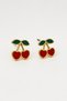 High Quality Screwback Cherry Earrings with Zircon Stone with Cherry Design - 2