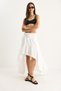 Women's Ecru Short Front Long Back Pleated Waist Lined Flounced Muslin Skirt 25S1-3001 60283411 - 6