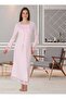Pink Special Design Lace Long Sleeve Cotton Maternity Nightgown