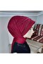 Burgundy Scarf Type Burgundy Glitter Drape Shawl Model Ready Veil Ready Shawl Ready Turban - 4