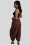 Brown Casual Trousers with Elastic Waist - 2