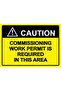 Cutting and Commissioning Work Permit Is Required in This Area Is a Warning Sign Made of Pvc A4. 21X30 cm