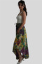 Green Color Gold Detailed Silk Long Skirt - 3