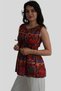 Red Elephant Patterned Bohemian Blouse - 5